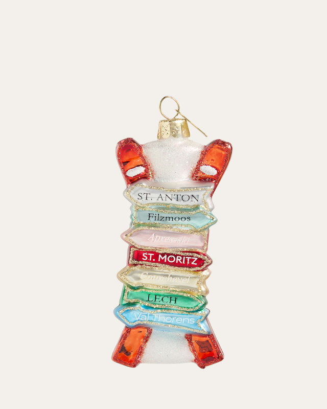 Red Ski with Names Ornament